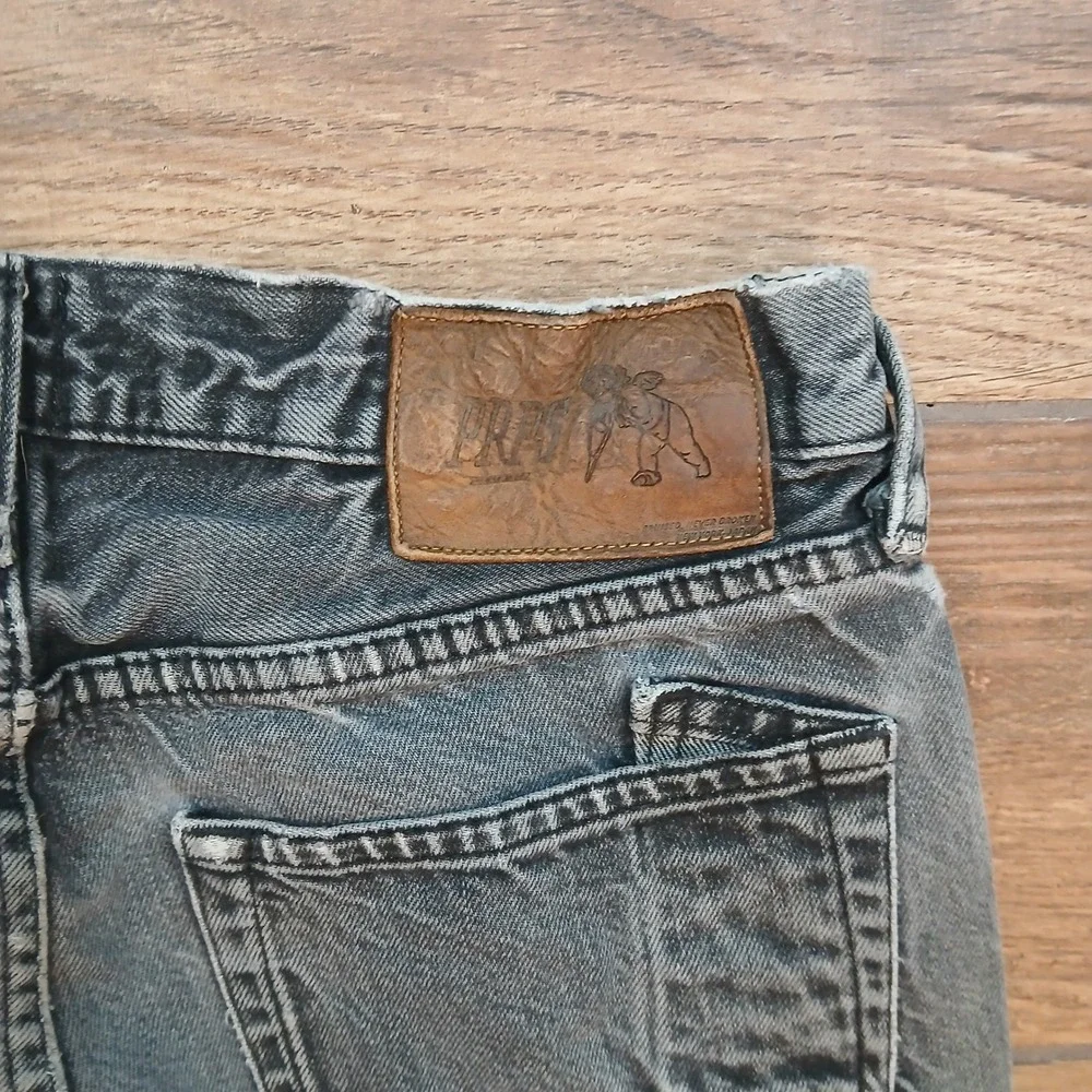PRPS Demon Jeans Mens 30x29 Gray Distressed Straight Leg Button Fly Denim‎